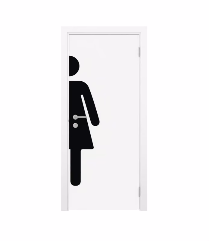 Дверь деревянная в пластике CPL одностворчатая Белый с наклейкой WOMAN