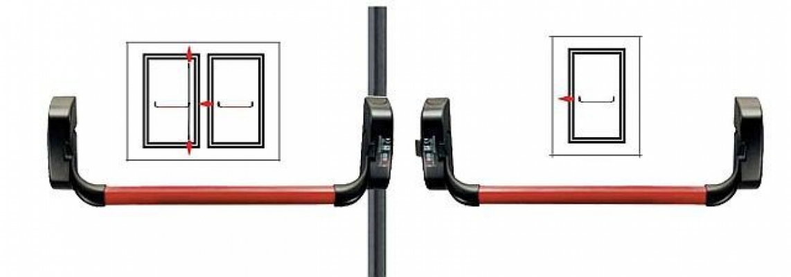 Система анти-паника в комплекте с противопожарным замком и штангой для двухстворчатых дверей