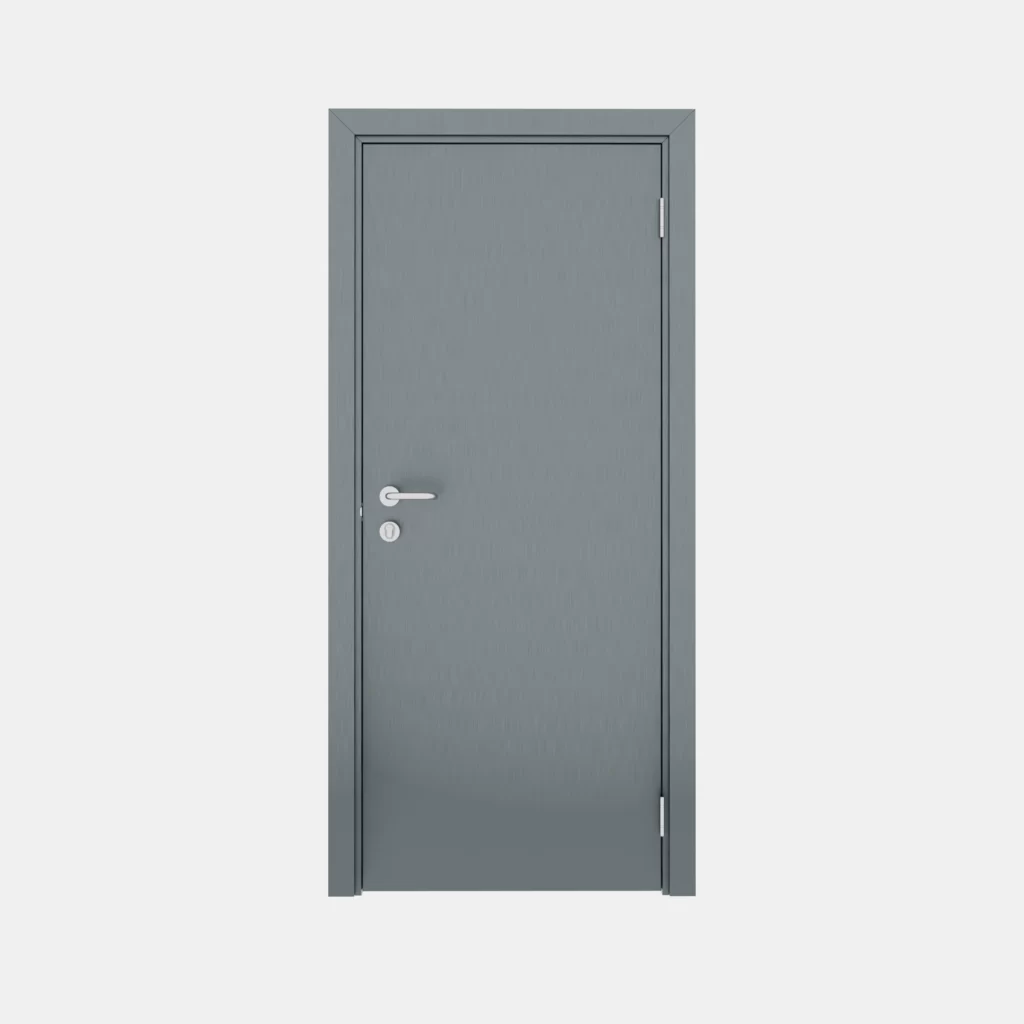 Гладкая пластиковая одностворчатая дверь POSEIDON металлик